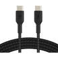 Belkin 60W USB-C to USB-C Cable - 480 Mbps - Nylon, Braided - M/M - 2m/6.6ft - Black - CAB004BT2MBK