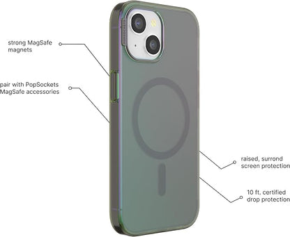PopSockets iPhone 15 Phone Case with MagSafe, Wireless Charging Compatible, Green - Nightshade