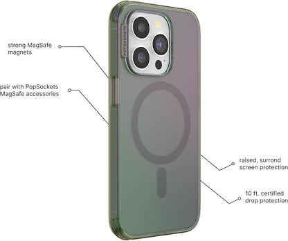 PopSockets iPhone 15 Pro Max Phone Case with MagSafe, Wireless Charging Compatible, Green - Nightshade