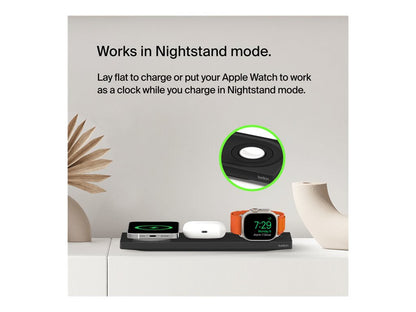Belkin BoostCharge Pro 3-in-1 - Wireless charging pad - Fast Charge - black - for Apple AirPods; AirPods Pro; iPhone 12, 13; WIZ016TTBK