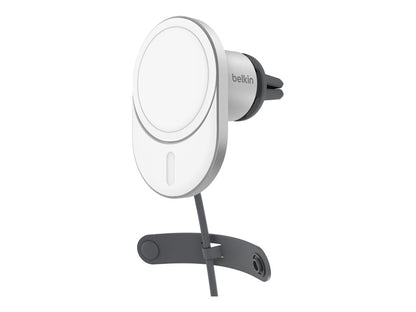 Belkin - Car wireless charging holder - magnetic with Qi2 + car power adapter - 15 Watt - Fast Charge - gray WIC008BTGR-V2