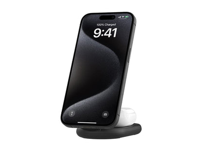 Belkin - Wireless charging stand - magnetic, foldable, with Qi2 + AC power adapter - 15 Watt - Fast Charge - black WIZ028TTBK