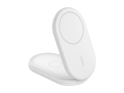Belkin - Wireless charging stand - magnetic, foldable, with Qi2 + AC power adapter - 15 Watt - Fast Charge - white WIZ028TTWH